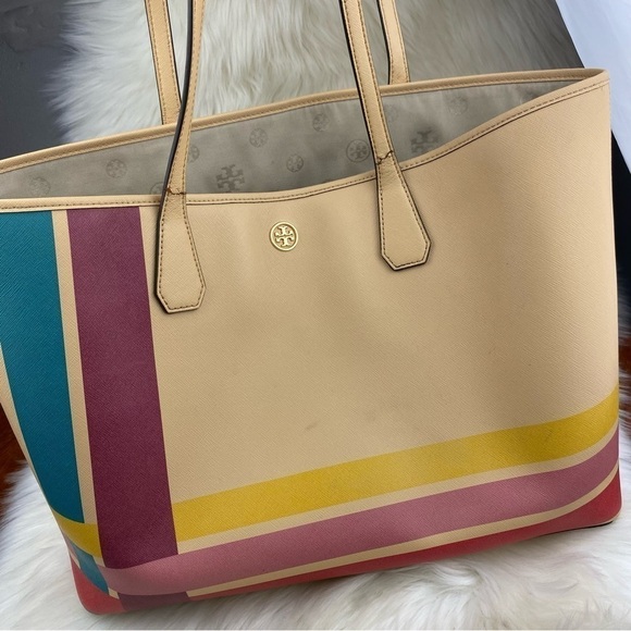 TORY BURCH PERRY STRIPE BLAKE MULTICOLOR TOTE BAG - Picture 2 of 16